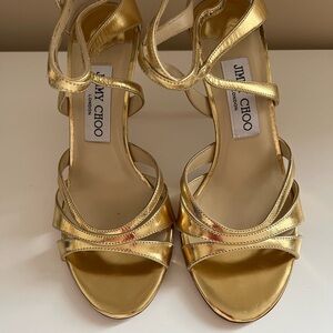 Jimmy Choo Gold Strappy Heels
